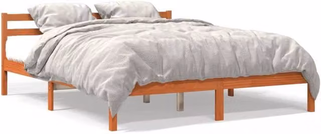 Berkfield Home Super King Solid Wood Pine Bed Frame, Brown Waxed, W/D/H: 180 x 200 cm – 1