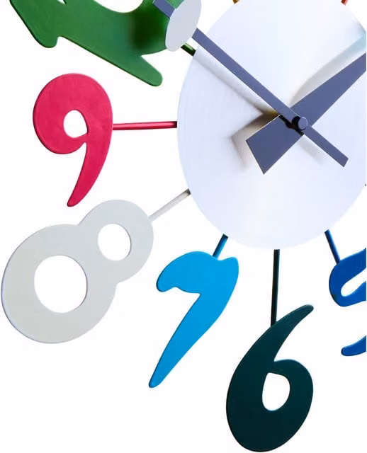 Orsina Retro Analogue Funky Numbers Wall Clock, Multicolour, W/D/H: 34 x 38 x 5 cm