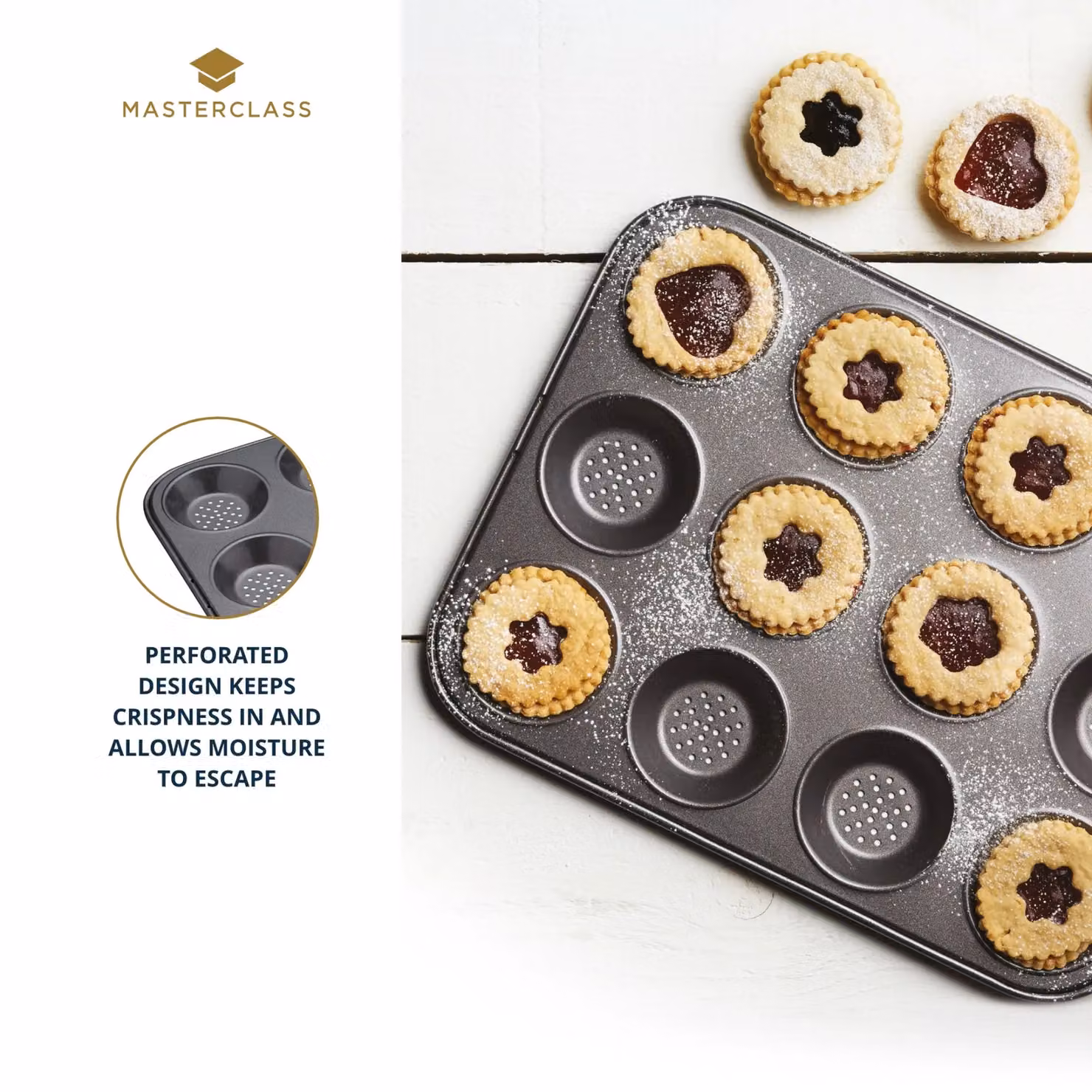 MasterClass Non-Stick Rectangular Tart Tin, Black, W: 32 cm x D: 24 cm – 6