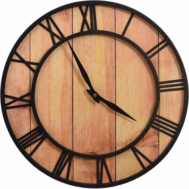 Berkfield Home Vintage Round Analog Wall Clock in Brown and Black, Diameter: 39 cm – 1