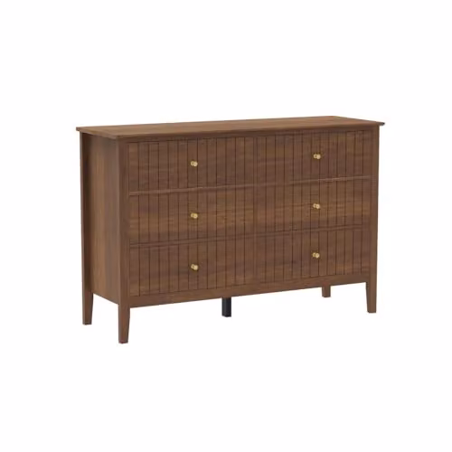 Melody Maison Large 6 Drawer Chest of Drawers in Brown, Black and Gold, H x W x D: 79 x 120 x 40 cm – 3