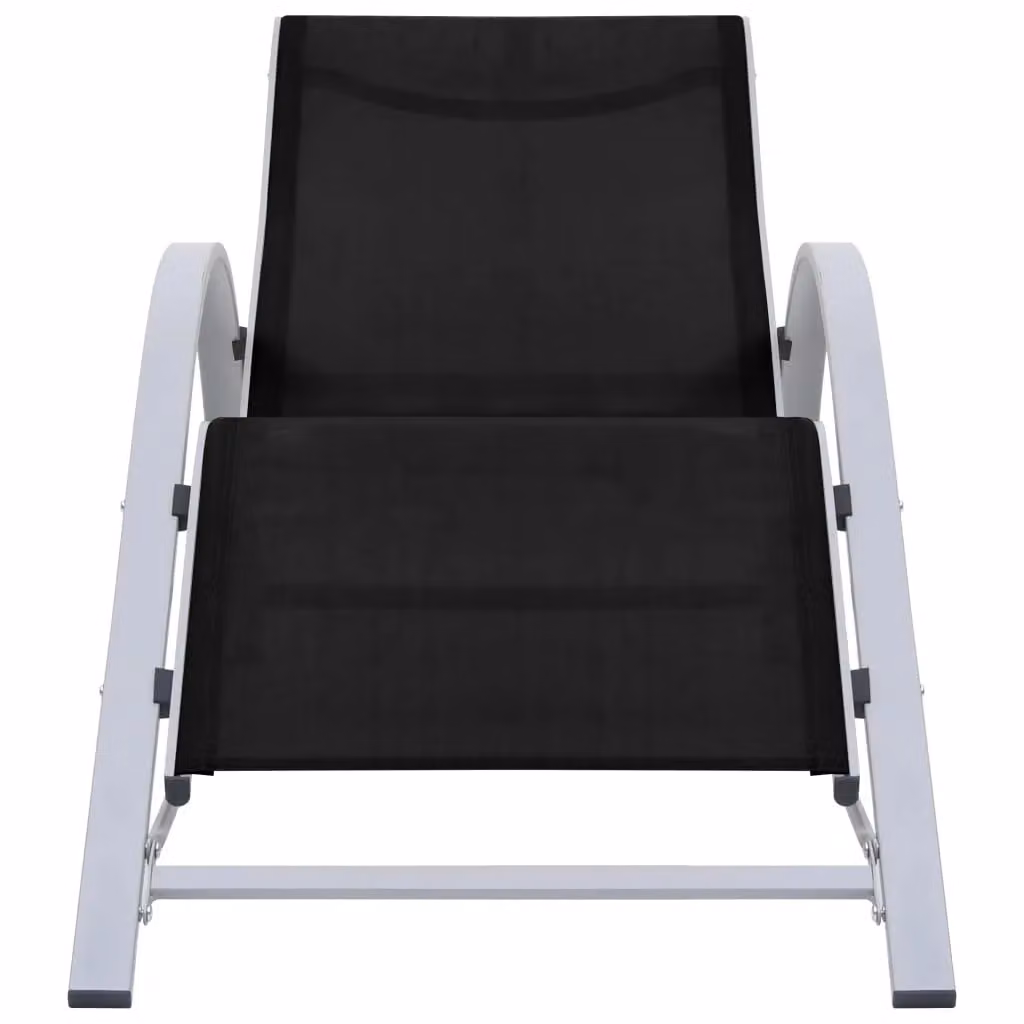 Berkfield Home Black Aluminium Sun Loungers with Table Set of 2 – 3