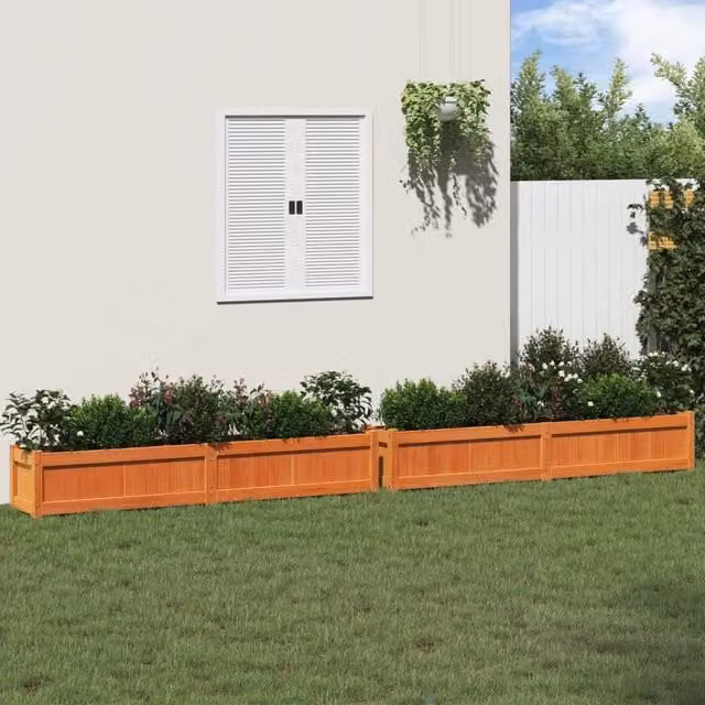 Berkfield Home Garden Wax Brown Solid Wood Pine Planter Tub, 2 Pack – 1