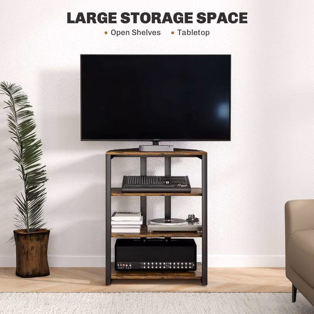 STILVORA HiFi Stand with 4 Adjustable Shelves in Rustic Brown – 6