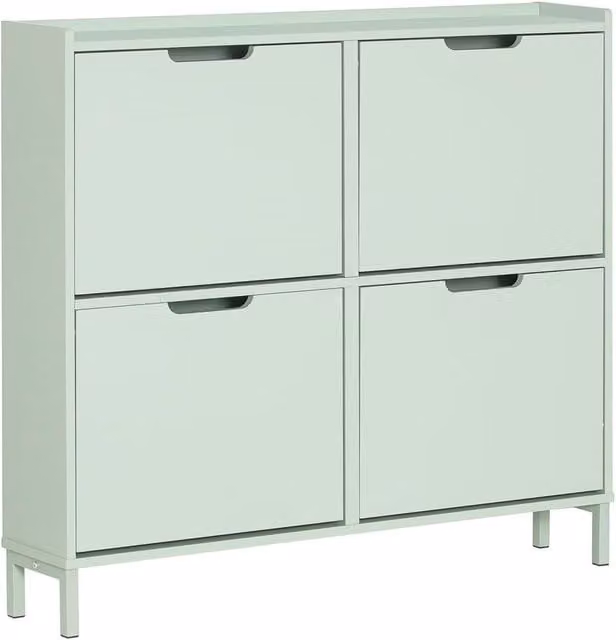 SoBuy Slim Modern Shoe Storage Cabinet with 4 Tilting Compartments in Matt Green
