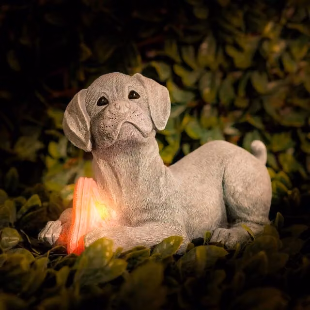 Marco Paul Solar Dog Garden Ornament in Grey