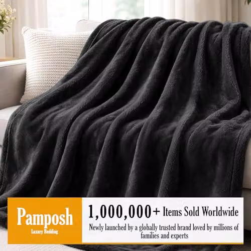 Pamposh Black Flannel Fleece Throw Blanket, W/D/H: 130 x 150 cm – 2
