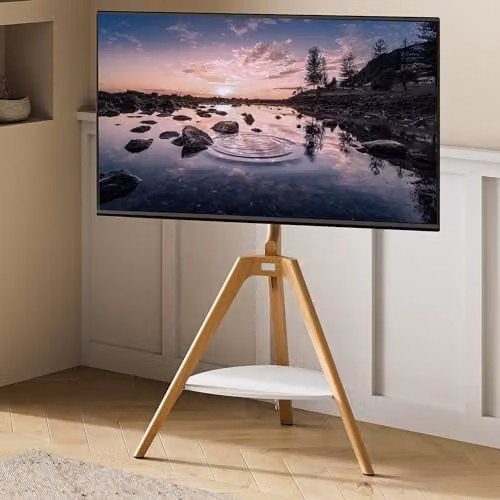 Ttap Tripod TV Stand with Shelf for up to 65 inch TVs in Oak – 1