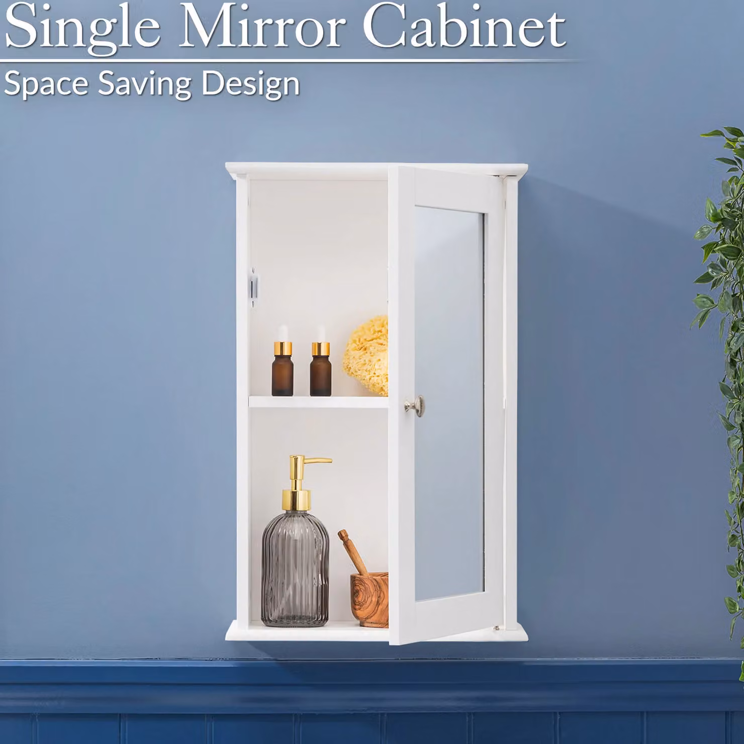 Christow White Lacquered Wooden Bathroom Mirror Cabinet with Internal Shelves, W/D/H: 34 x 15 x 53 cm – 2