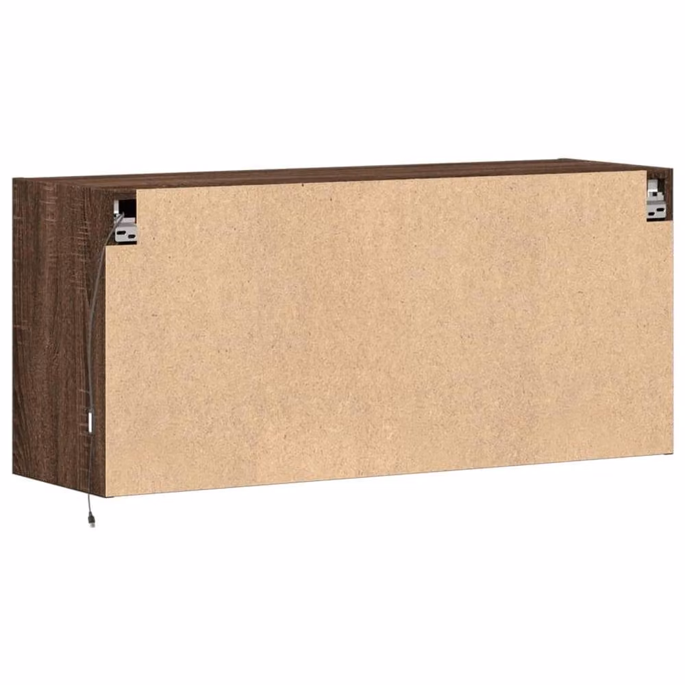 Berkfield Home Modern TV Wall Cabinet with LED Lights in Brown Oak, W: 100 cm, D: 31 cm, H: 45 cm – 6