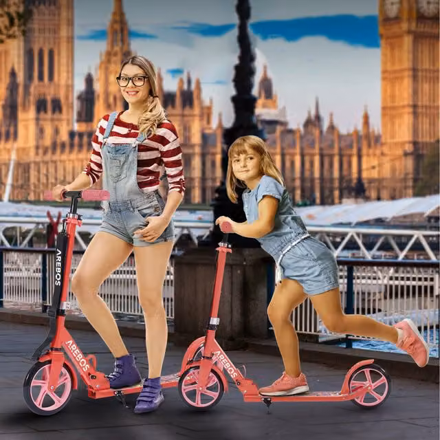 Arebos Foldable Kick Scooter - Red