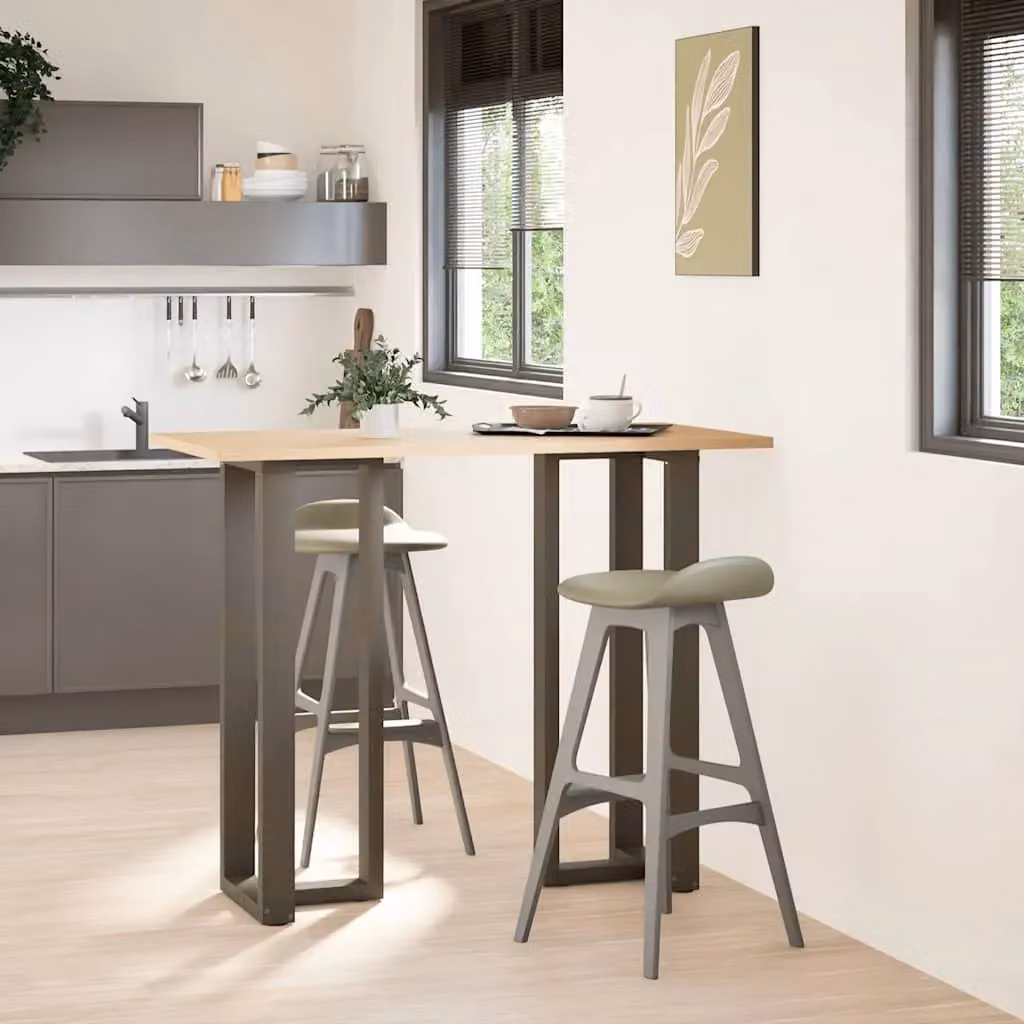 Berkfield Home T-Shaped Bar Table Legs, 2 Pieces, Black Matt Steel, W: 50 cm, D: 35 cm, H: 110-111 cm – 2
