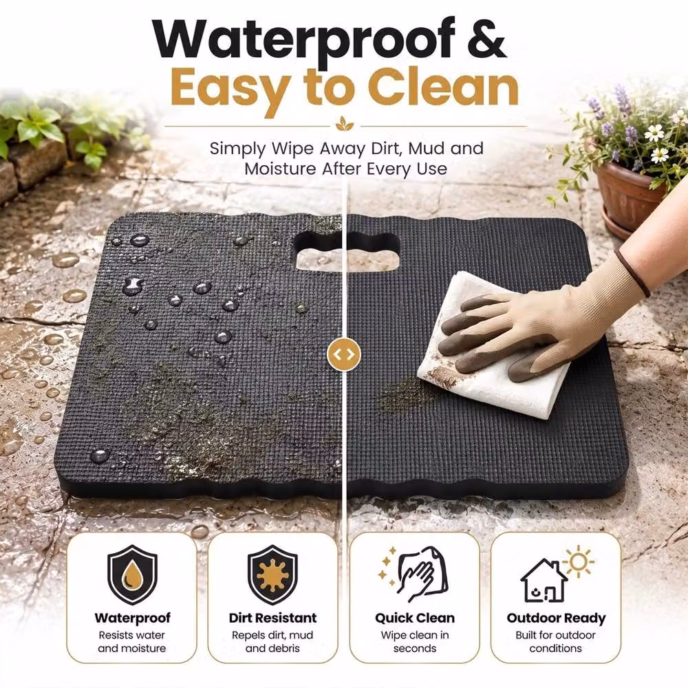 VOGREX Black Thick Foam Kneeling Pad Set of 2 for Gardening and Mechanics – 3