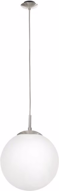 Loops Pendant Ceiling Light in Satin Nickel and White Opal Matt Glass with E27 Socket