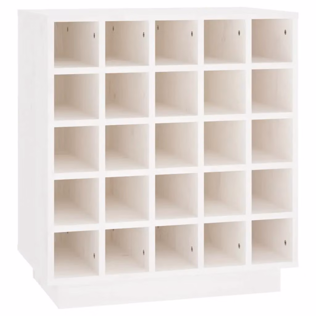 Berkfield Home Rustic White Pine Wine Cabinet with Glass Doors and Bottle Rack W/D/H: 55.5 x 34 x 61 cm – 2