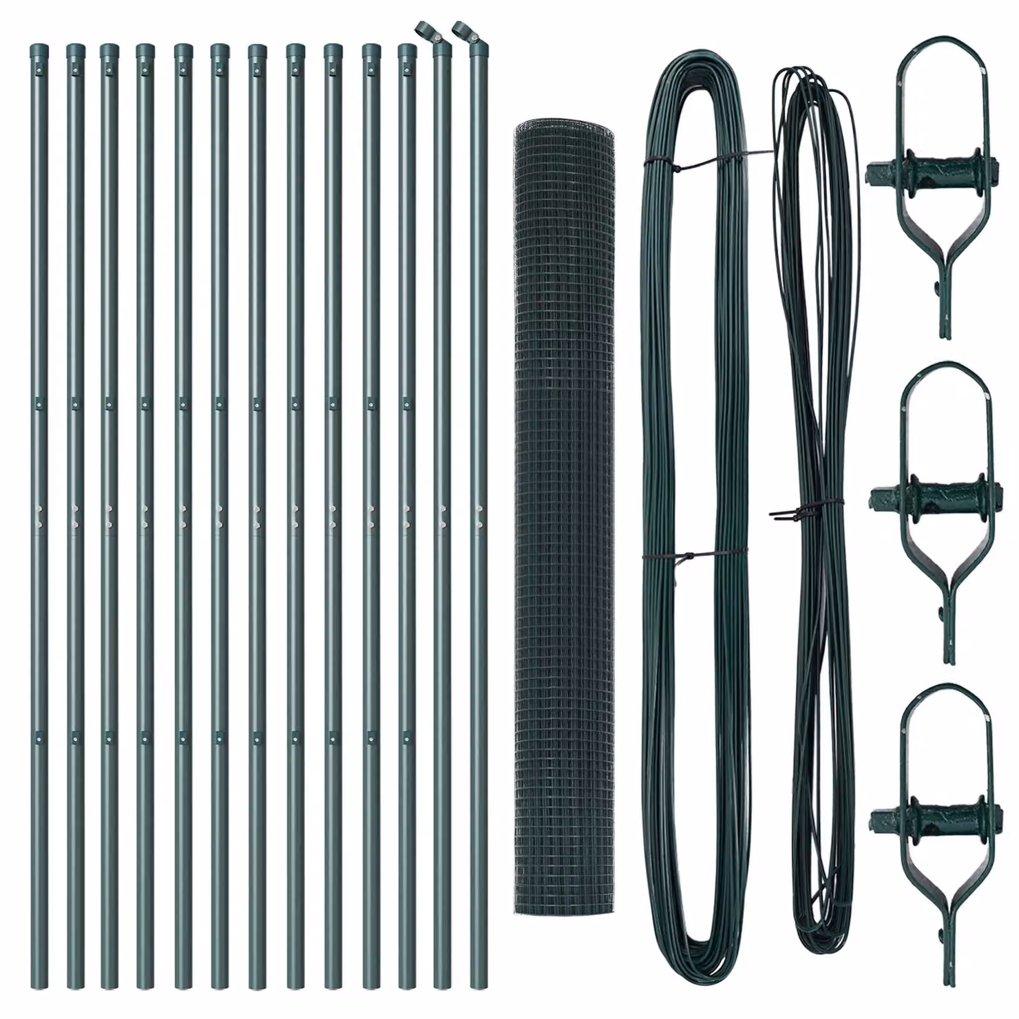 Berkfield Home Green Steel Welded Wire Fence with 13 Posts, W: 25 m, H: 1.2 m – 2