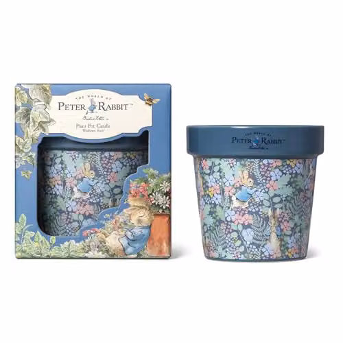 Peter Rabbit Blue Floral Printed Ceramic Plant Pot Candle with Wildflower Floral Scent, 277g – 3