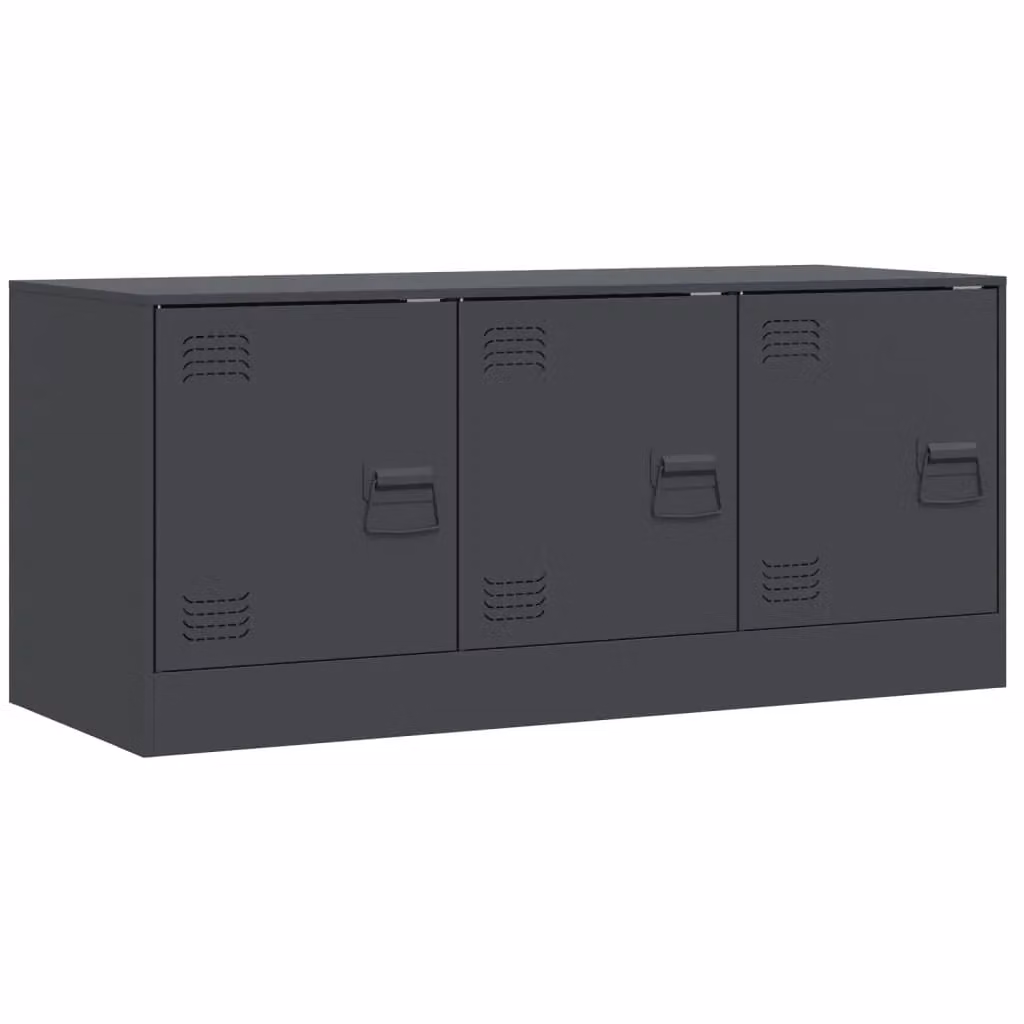Berkfield Home Anthracite and Black Industrial Steel TV Cabinet, W/D/H: 99 x 39 x 44 cm – 2