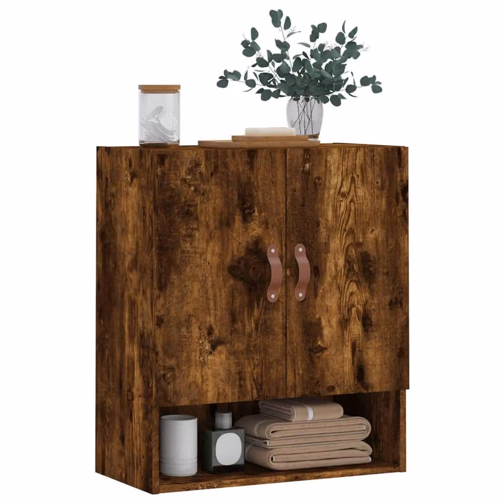 Berkfield Home Smoked Oak Wall Cabinet in Brown, W/D/H: 60 x 31 x 70 cm – 3
