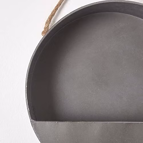 Homescapes Round Metal Hanging Wall Planter in Grey and Silver, Diameter: 30 cm – 2