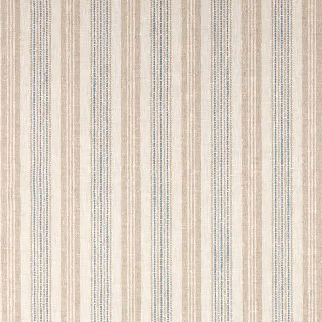 Terrys Positano Modern Striped Woven Cotton Fabric Panel in Blue and Beige