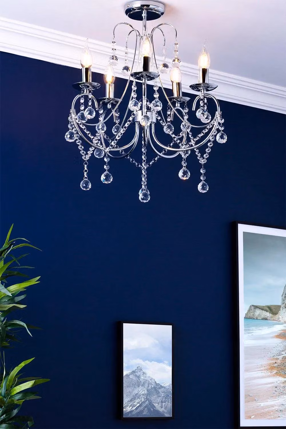 BHS Lighting Sapparia Crystal Chandelier in Silver and Chrome – 2