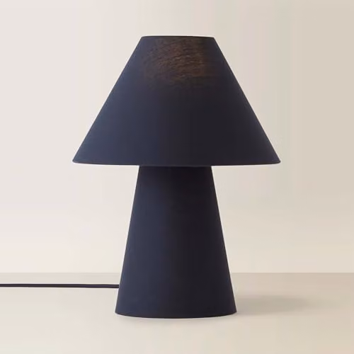 ValueLights Freddie Blue Fabric Tapered Cone Table Lamp – 1