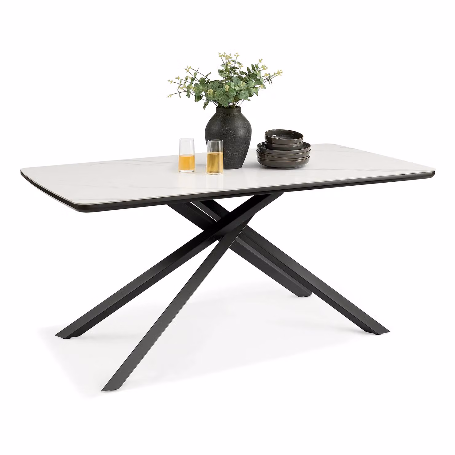 Spinningfield Atherton Rectangular 6 Seater White Marble Effect Ceramic Dining Table W/D/H: 160 x 90 x 75 cm – 2