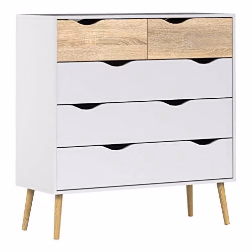 Furniture To Go Oslo 5 Drawer Chest in White and Oak – 1