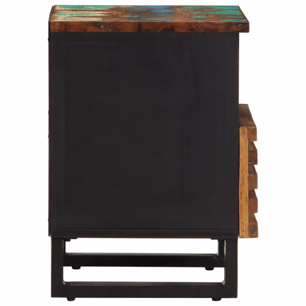 Berkfield Home Set of 2 Reclaimed Solid Wood Bedside Cabinets in Black, W/D/H: 40 x 33 x 46 cm – 5