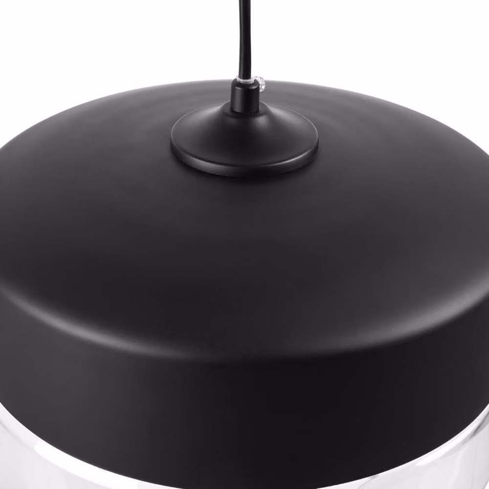 Wyld and Coco Modern Round Glass Pendant Lamp in Black and Transparent – 4
