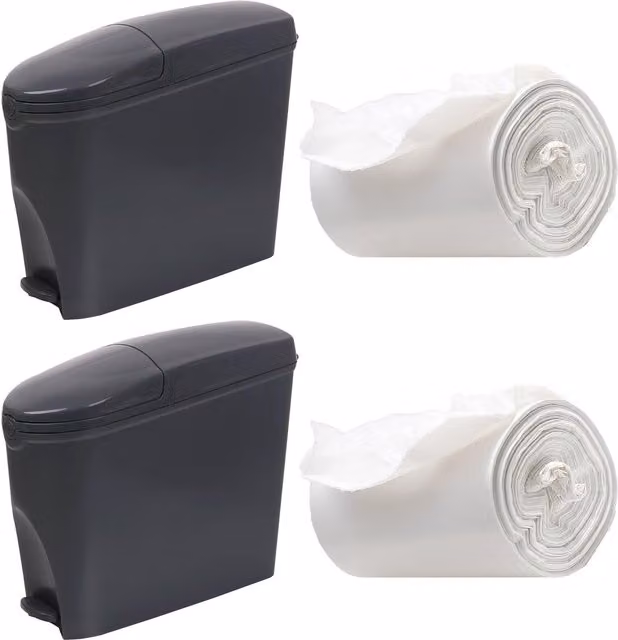 ProKleen Grey Pedal Operated Toilet Sanitary Bin with 2 x 20L Capacity and 100 Bin Liners