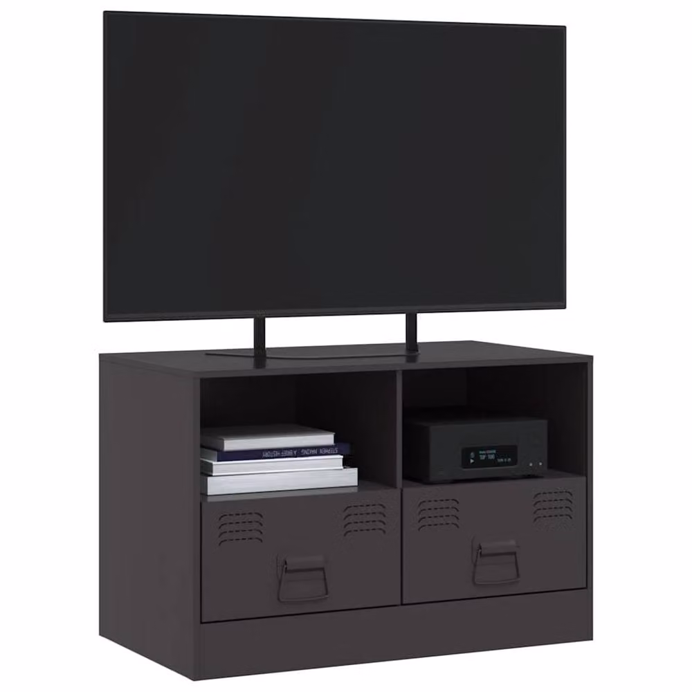 Berkfield Home Black Matt Metal TV Cabinet W: 67 cm, D: 39 cm, H: 44 cm – 4