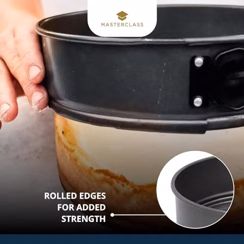 MasterClass Non-Stick Carbon Steel Springform Loose Base Cake Tin, Grey, Diameter: 20 cm – 6