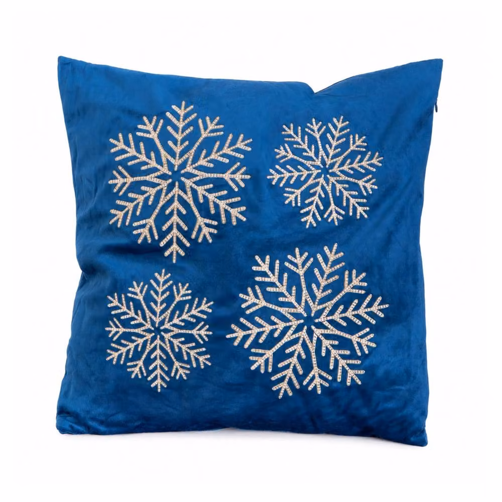Samuel Alexander Sapphire Snowflake Soft Christmas Decorative Cushion, Blue, 45 x 45 cm – 4