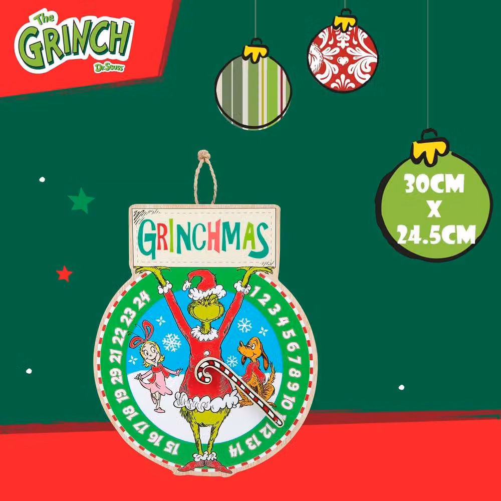 VFM e-Store Grinch Christmas Wall Decoration, Green and Multicolour, W: 30 cm, H: 24.5 cm – 2