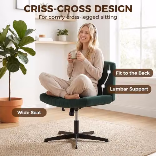 HOMCOM Green Fabric Task Chair with Wide Seat and 360 Degree Swivel, W/D/H: 64 x 65 x 120 cm – 4