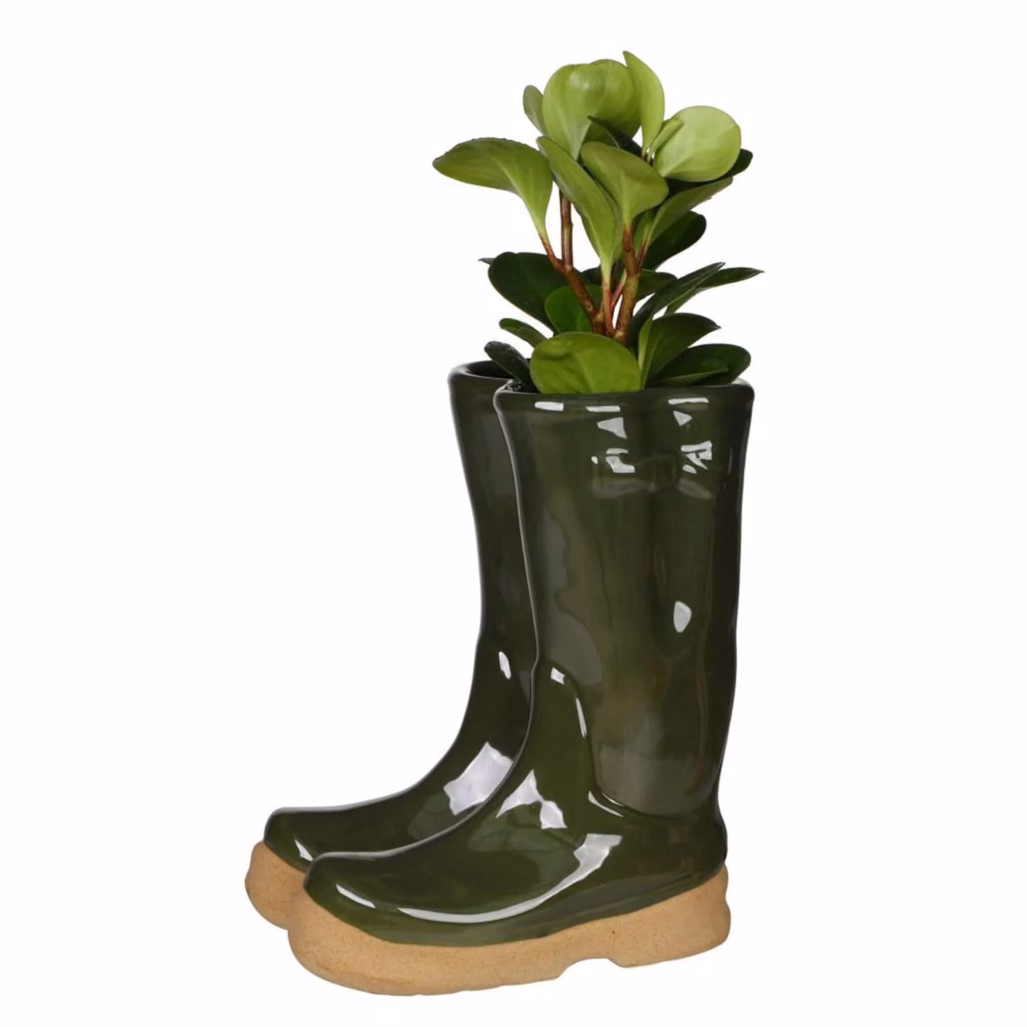 Dibor Wellington Boots Ceramic Garden Planter Pot, Dark Green, H 29.5 cm x W 24 cm – 2