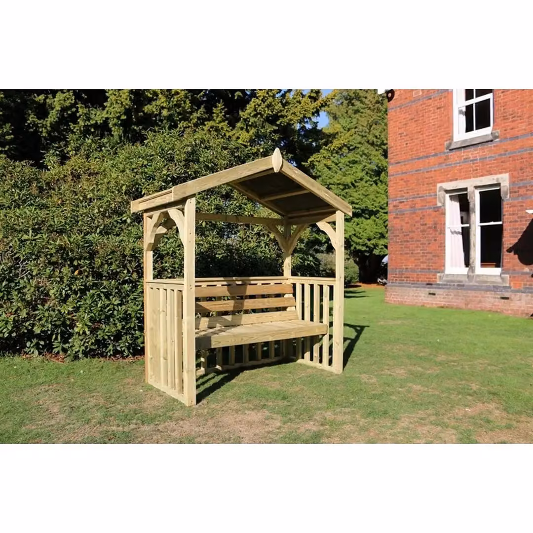 Churnet Valley Garden Furniture Ltd Anastasia Arbour with 3 Bench Seats and Trellis in Brown, W/D/H: 190 x 170 x 90 cm – 3
