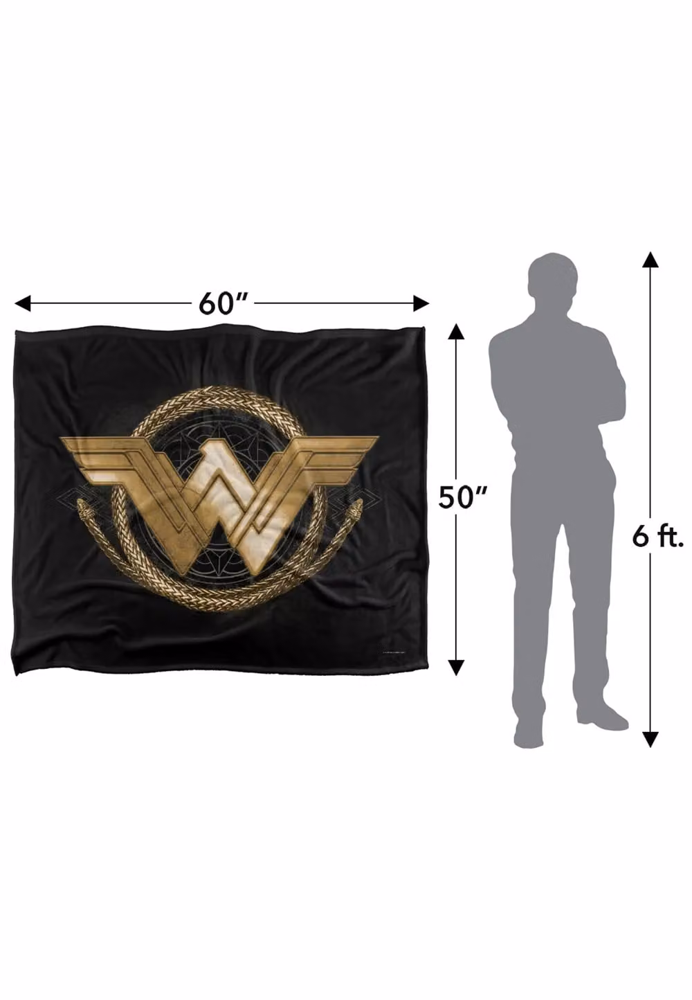 Warner Brothers Wonder Woman Lasso Logo Silky Touch Super Soft Throw Blanket, White, W: 152 cm, D: 127 cm – 3