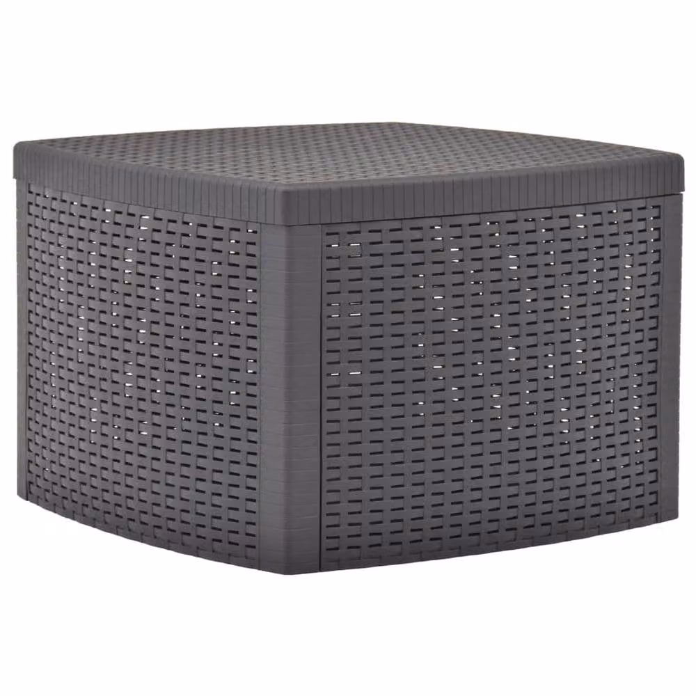 Berkfield Home Mocha Side Table in Grey Plastic and Rattan, W: 54 cm, D: 54 cm, H: 36.5 cm – 2
