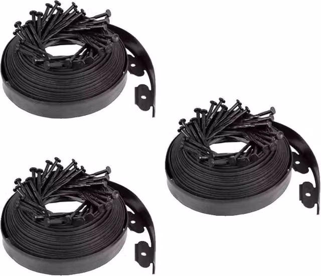 KORVIXA 30m Flexible Garden Border Edging and 90 Plastic Pegs in Black – 1