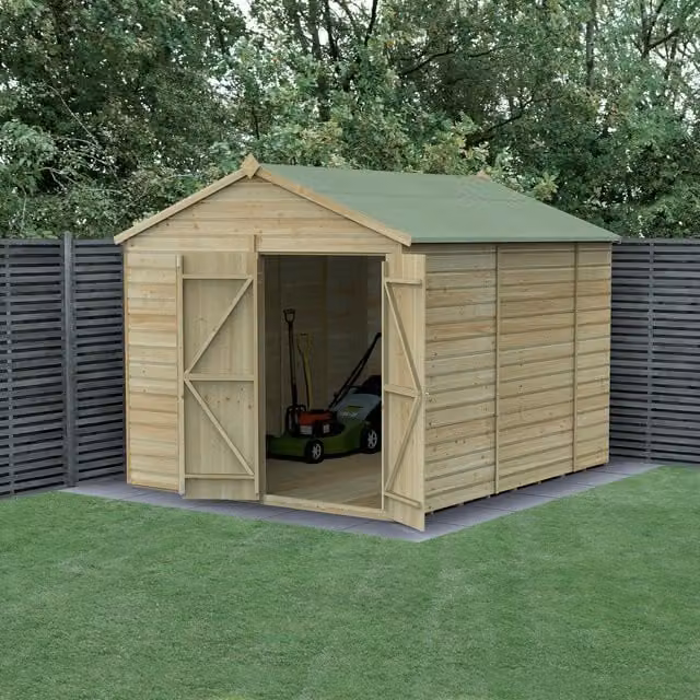 Beckwood Apex Wood Garden Shed with Floor and Lock in Green and Beige