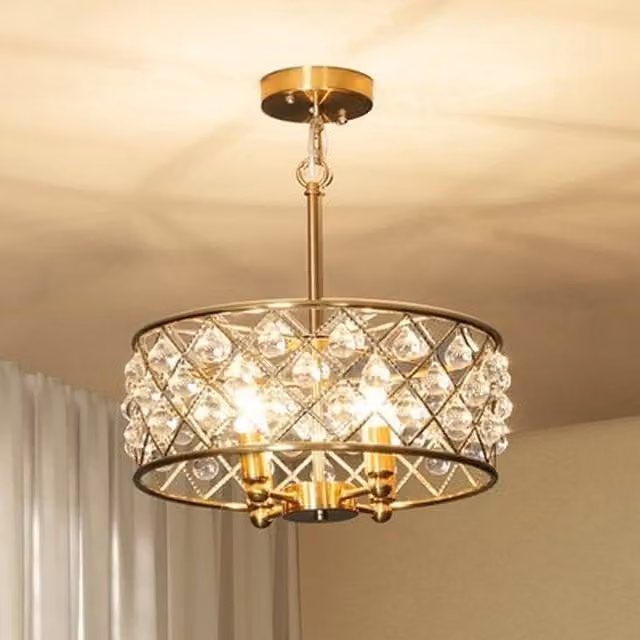 NESTLUNE Adjustable Gold and Brass Crystal Ceiling Light – 1