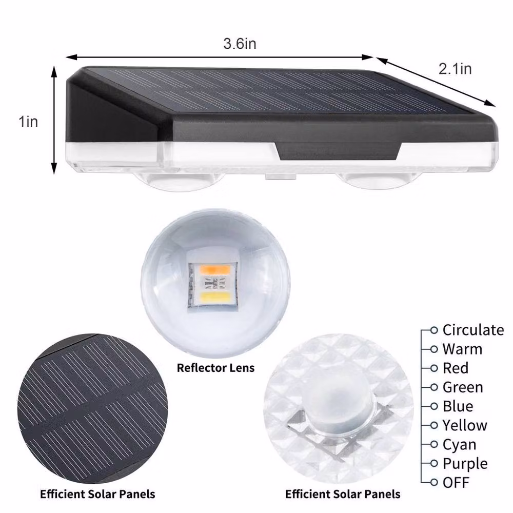 Kelvenix 8-Piece Solar Powered LED Wall and Fence Lights in Black with RGB Colour Effects – 2