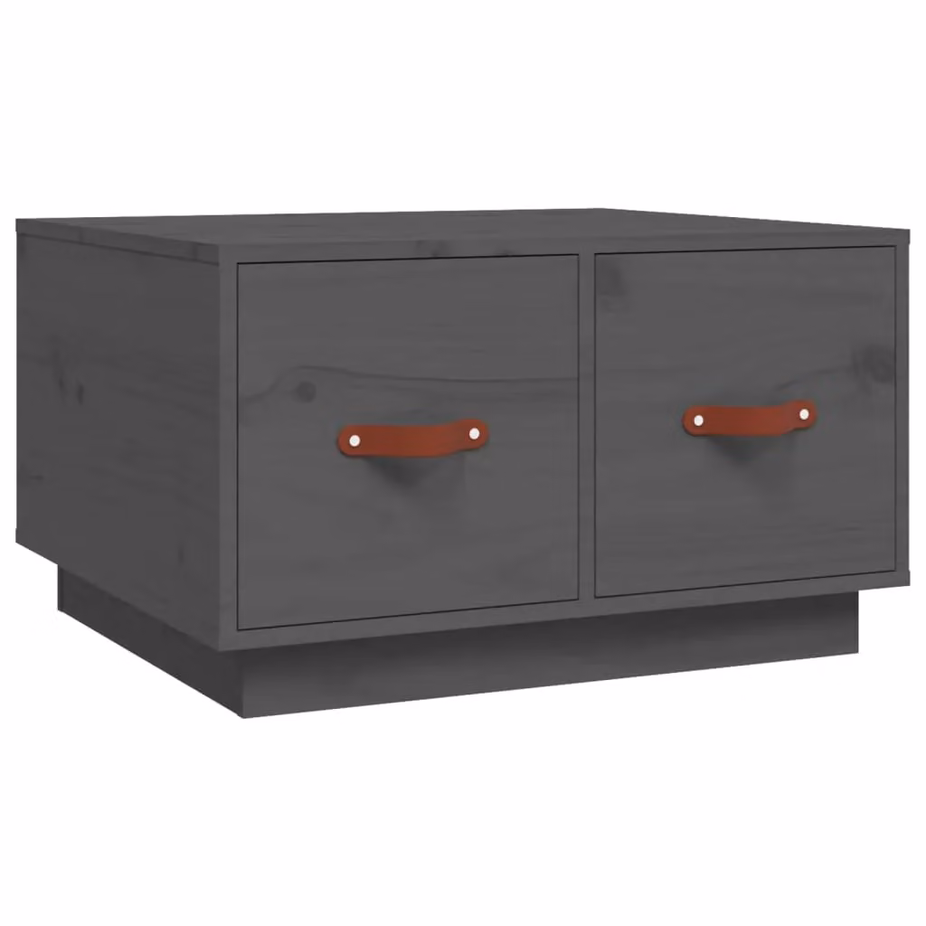 Berkfield Home Grey Rustic Solid Pine Coffee Table W: 60 cm, D: 53 cm, H: 35 cm – 2