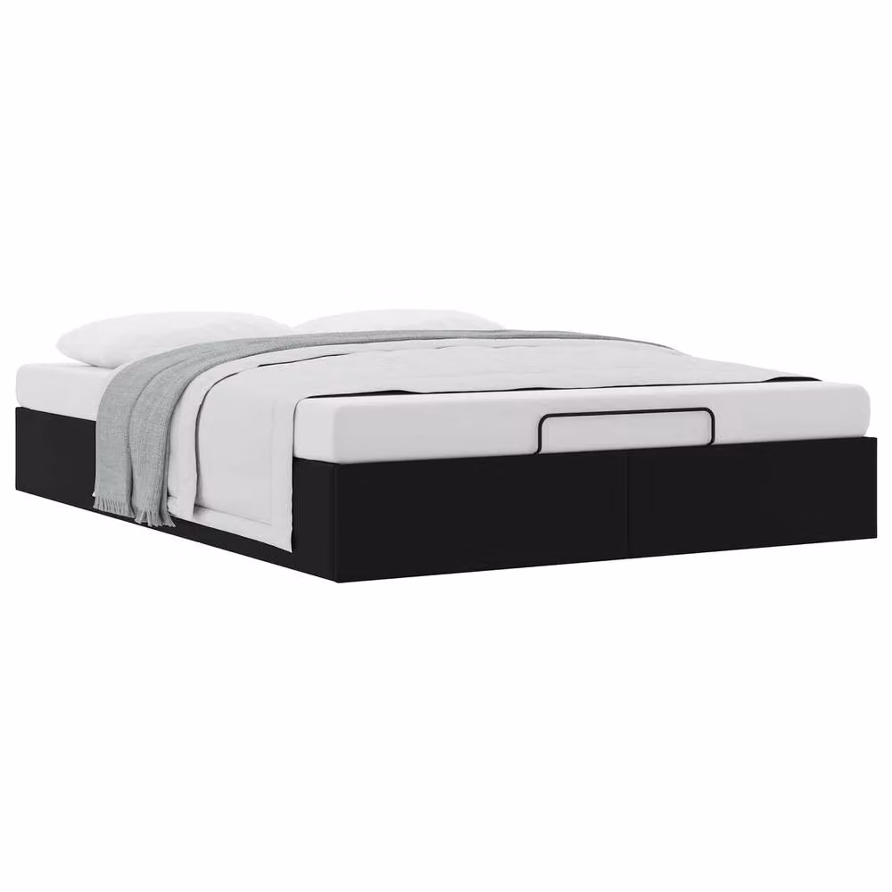 Berkfield Home Queen Size Ottoman Bed Frame in Black Faux Leather, W/D/H: 150 x 200 cm – 3