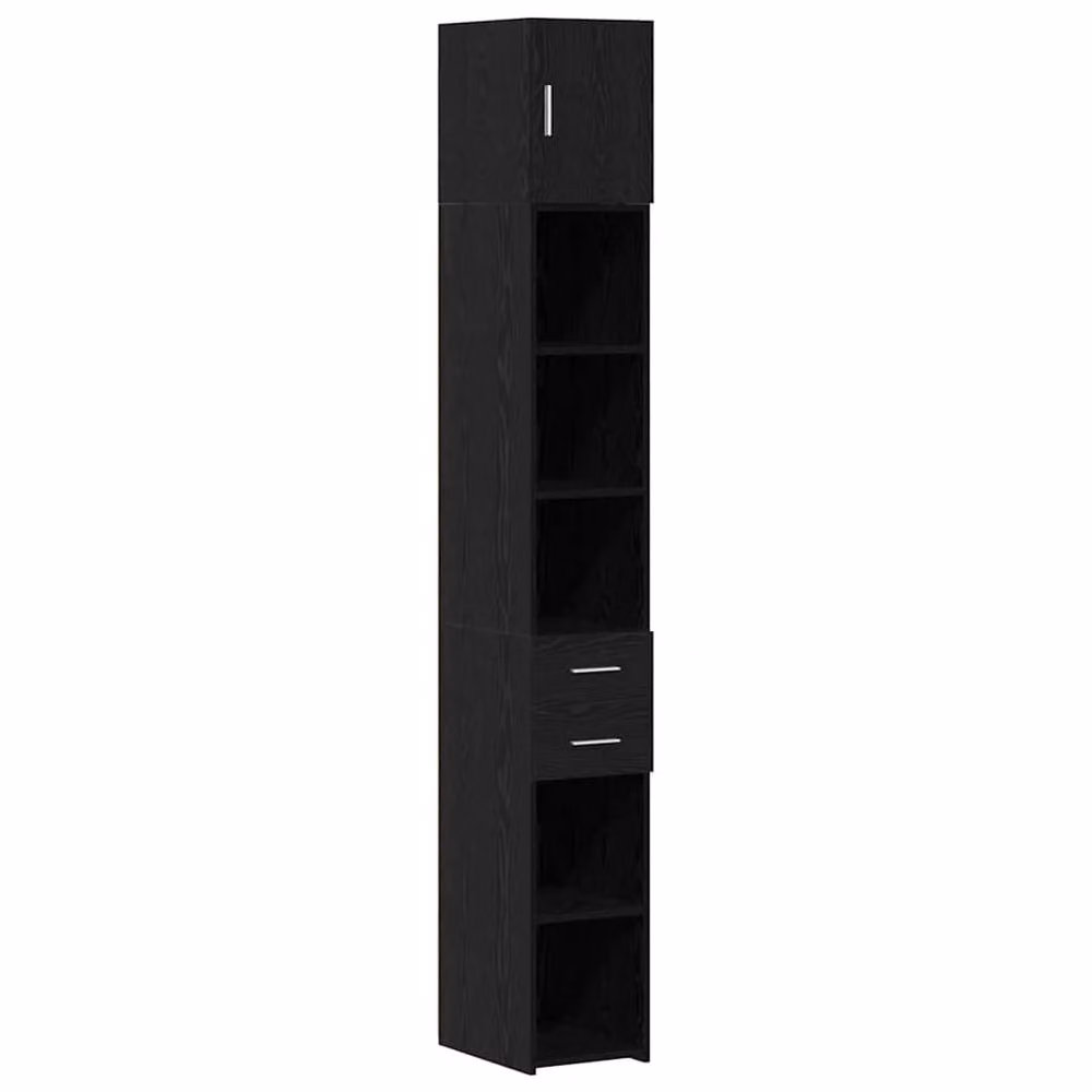 Berkfield Home Slim Storage Cabinet in Black Oak, W: 30 cm, D: 42.5 cm, H: 225 cm – 2