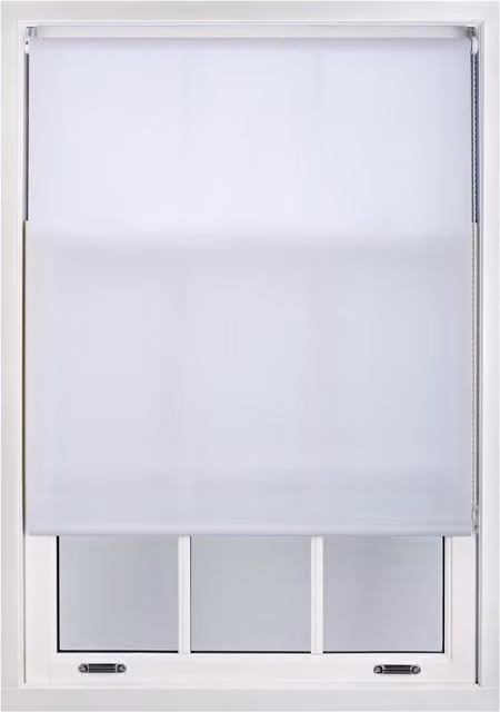 Furnished White Semi-Transparent Polyester Roller Blinds, W: 185 cm, H: 210 cm