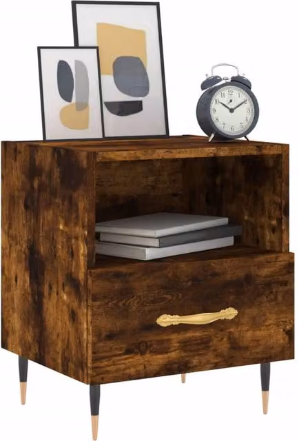 Berkfield Home Modern Bedside Cabinets, 2 Piece Set in Smoked Oak Brown, W/D/H: 40 x 35 x 47.5 cm – 1